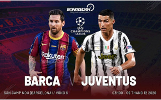 Tiêu điểm nhận định bóng đá cúp c1 trận đấu Barcelona vs Juventus vào lúc 3h00 ngày 09-12-2020